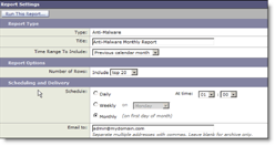 Easily schedule reports for delivery on a daily, weekly or monthly basis.